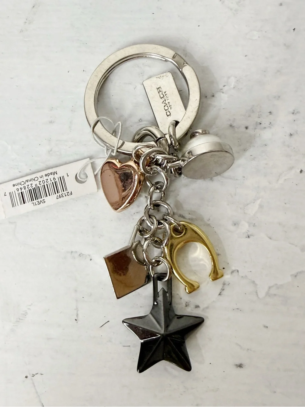 STARDUST STUDS MULTIMIX BAG CHARM COACH F21397 SILVER/MULTI NWT